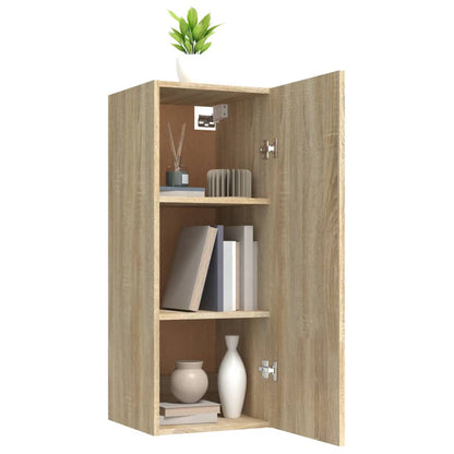 Wandkast 34,5x34x90 cm bewerkt hout sonoma eikenkleurig