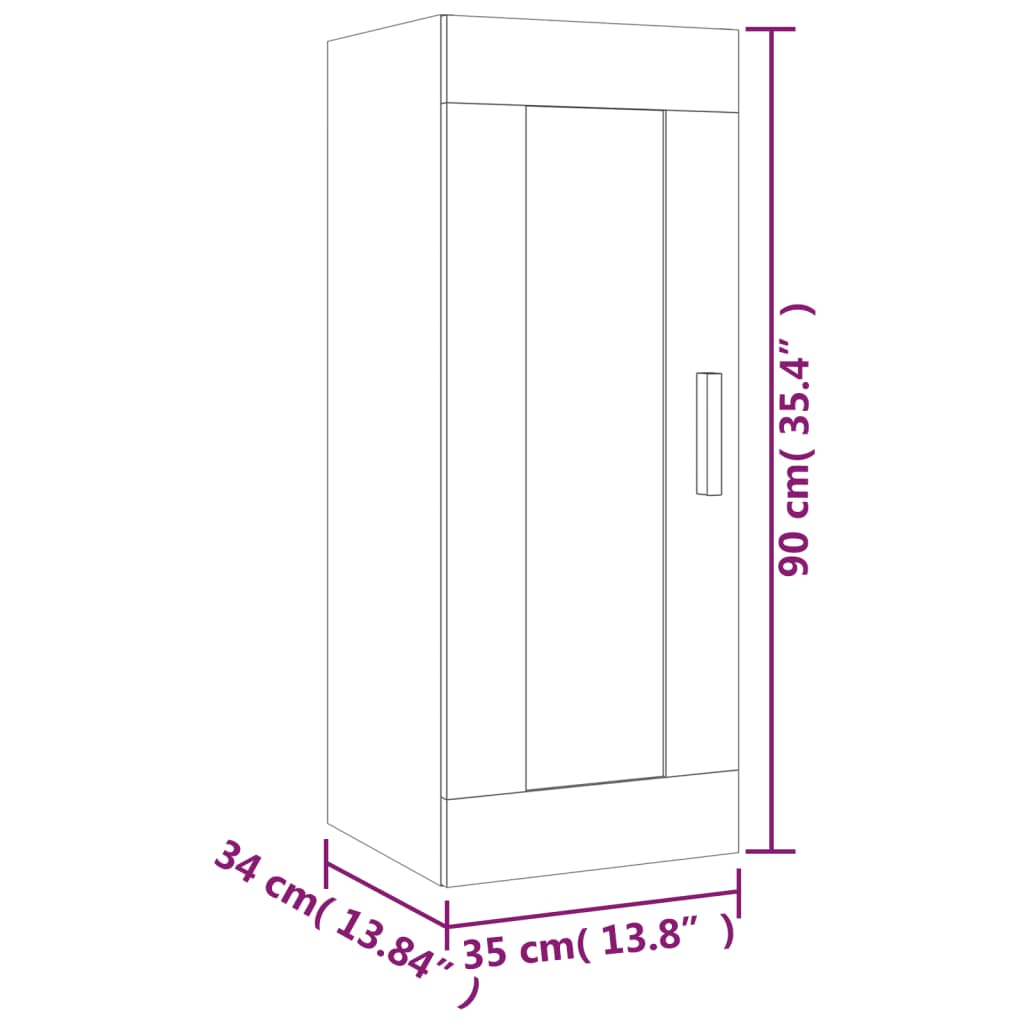 Wandkast 35x34x90 cm bewerkt hout zwart