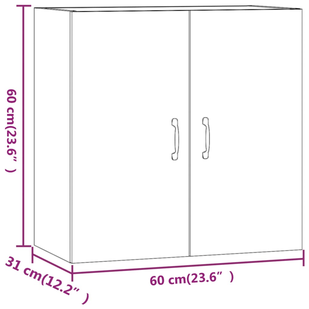 Wandkast 60x31x60 cm bewerkt hout hoogglans wit