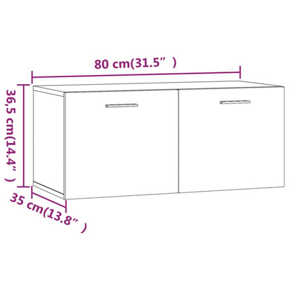 Wandkast 80x35x36,5 cm bewerkt hout hoogglans wit