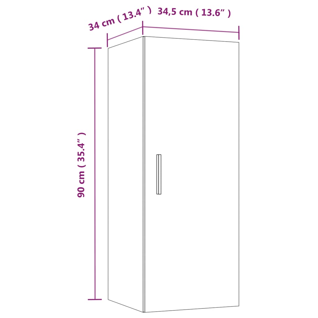 Wandkast 34,5x34x90 cm bewerkt hout gerookt eikenkleurig