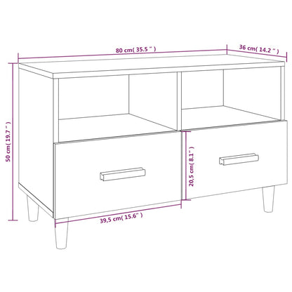 Tv-meubel 80x36x50 cm bewerkt hout gerookt eikenkleurig