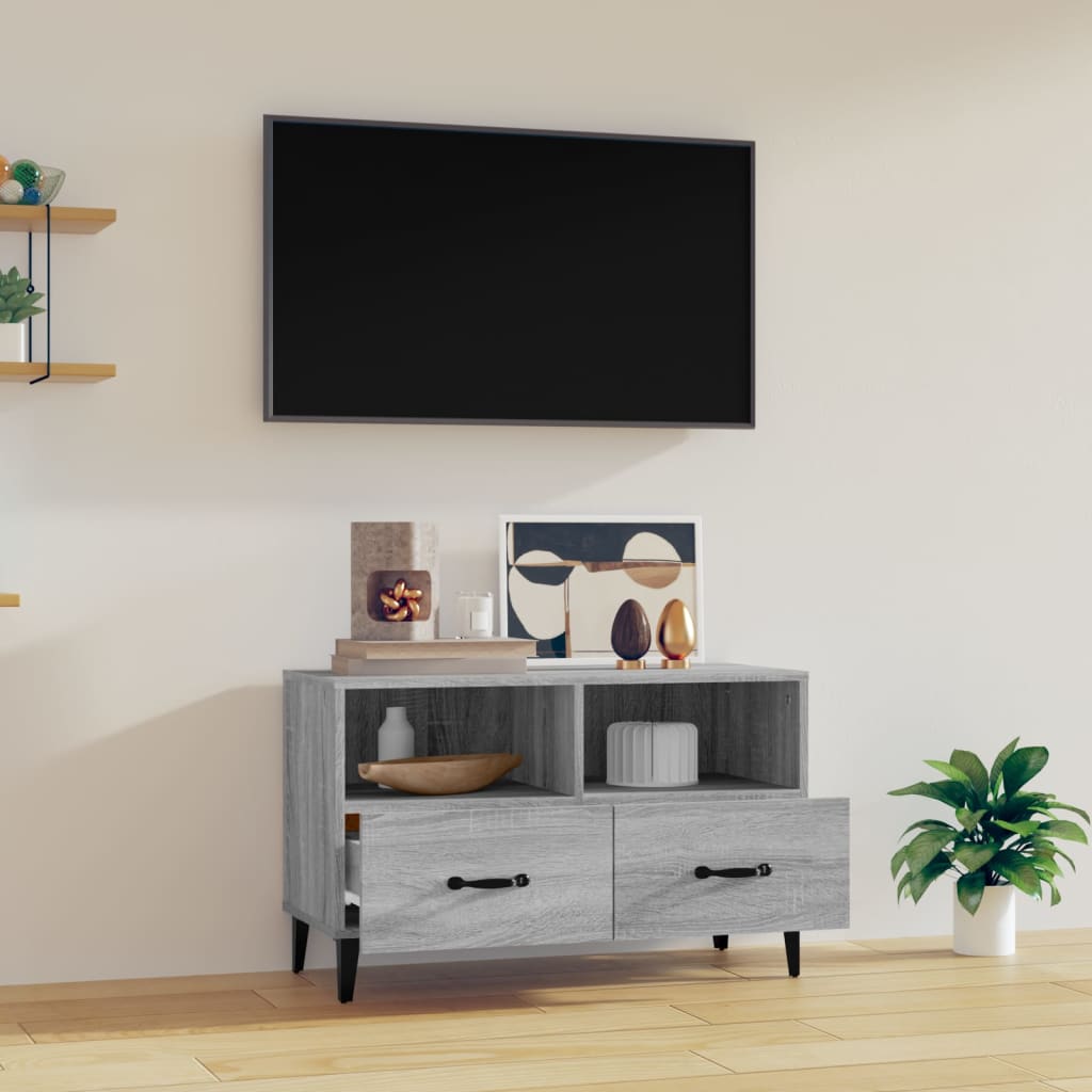 Tv-meubel 80x36x50 cm bewerkt hout grijs sonoma eikenkleurig