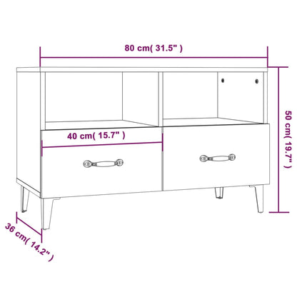 Tv-meubel 80x36x50 cm bewerkt hout grijs sonoma eikenkleurig