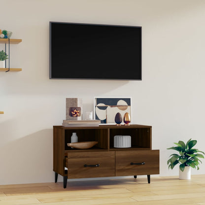 Tv-meubel 80x36x50 cm bewerkt hout bruin eikenkleur