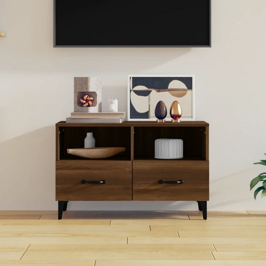 Tv-meubel 80x36x50 cm bewerkt hout bruin eikenkleur