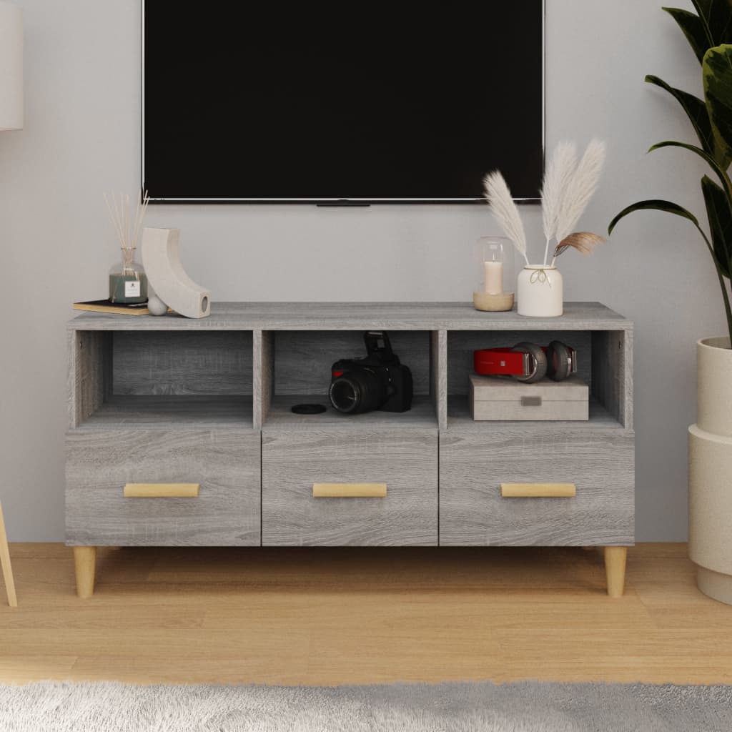 Tv-meubel 102x36x50 cm bewerkt hout grijs sonoma eikenkleurig