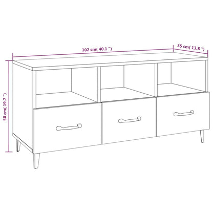 Tv-meubel 102x35x50 cm bewerkt hout gerookt eikenkleurig