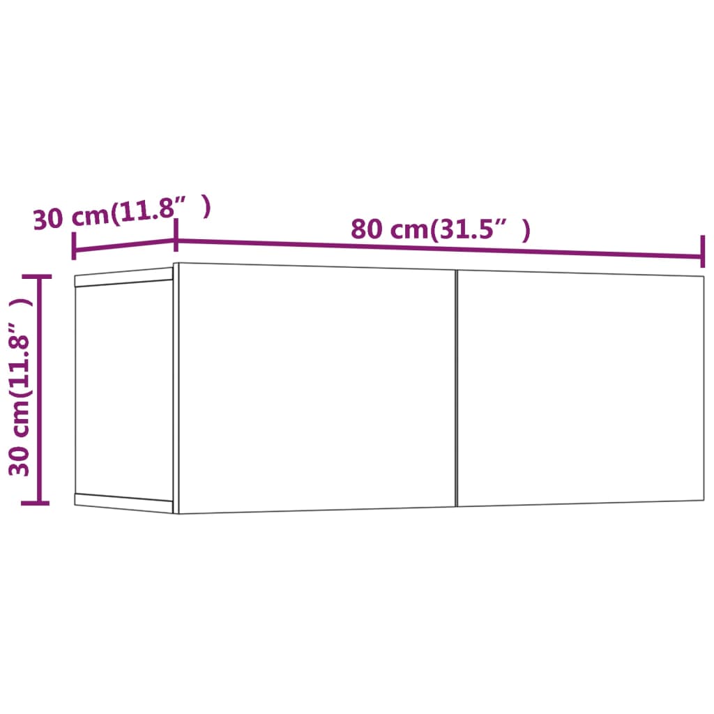 Tv-meubelen 2 st 80x30x30 cm bewerkt hout gerookt eikenkleur