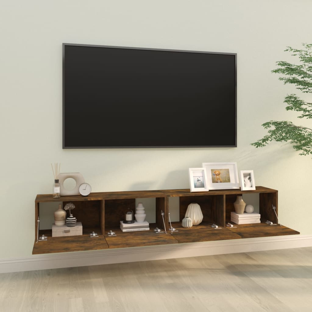 Tv-wandmeubels 2 st 100x30x30 cm bewerkt hout gerookt eiken