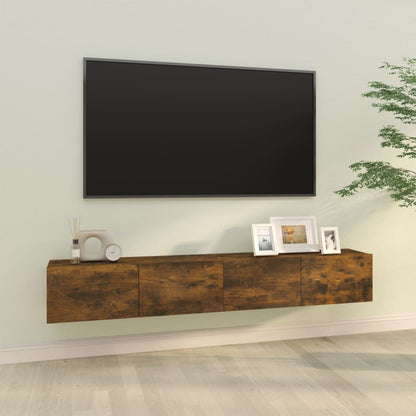 Tv-wandmeubels 2 st 100x30x30 cm bewerkt hout gerookt eiken