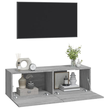 Tv-wandmeubels 2 st 100x30x30 cm hout grijs sonoma eikenkleurig