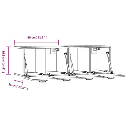 Wandkasten 2 st 80x35x36,5 cm bewerkt hout betongrijs