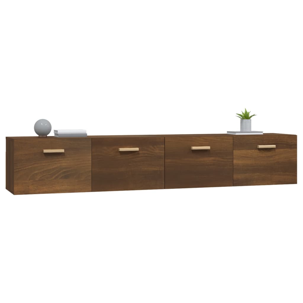 Wandkasten 2 st 100x36,5x35 cm bewerkt hout bruin eikenkleur