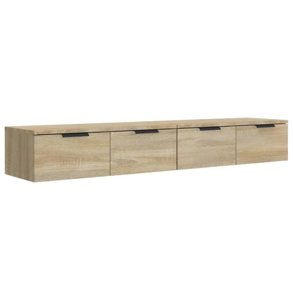 Wandkasten 2 st 68x30x20 cm bewerkt hout gerookt eiken