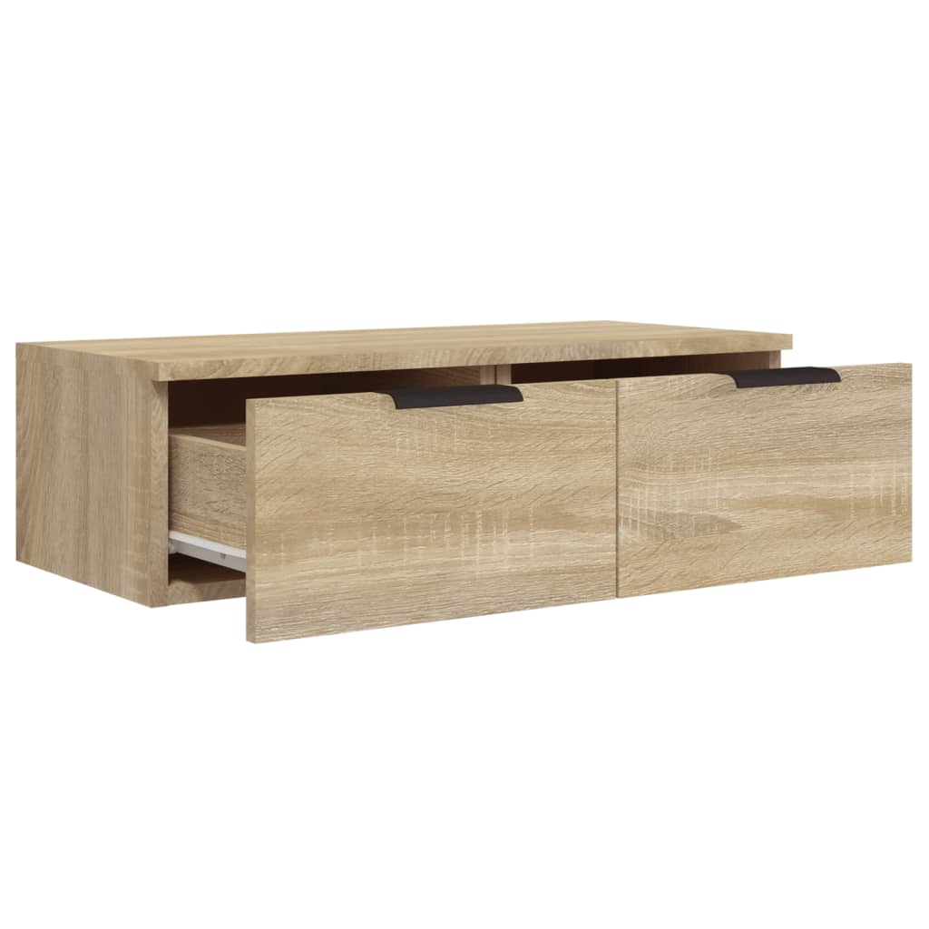 Wandkasten 2 st 68x30x20 cm bewerkt hout gerookt eiken