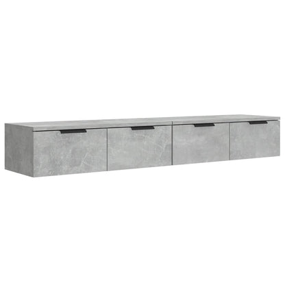 Wandkasten 2 st 68x30x20 cm bewerkt hout betongrijs