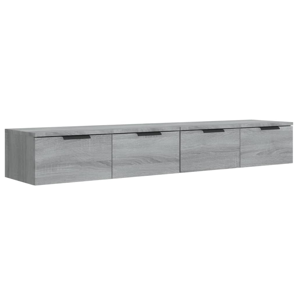 Wandkasten 2 st 68x30x20 cm bewerkt hout grijs sonoma eiken