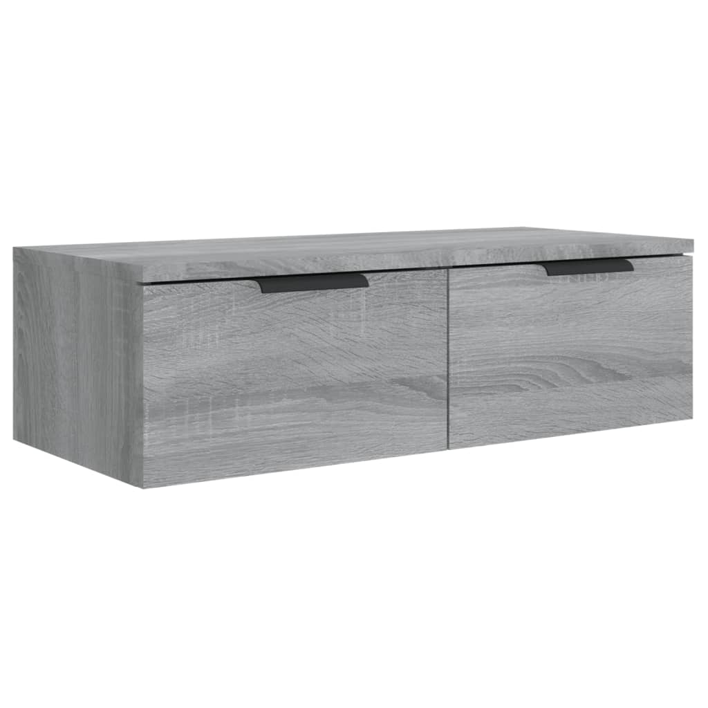 Wandkasten 2 st 68x30x20 cm bewerkt hout grijs sonoma eiken