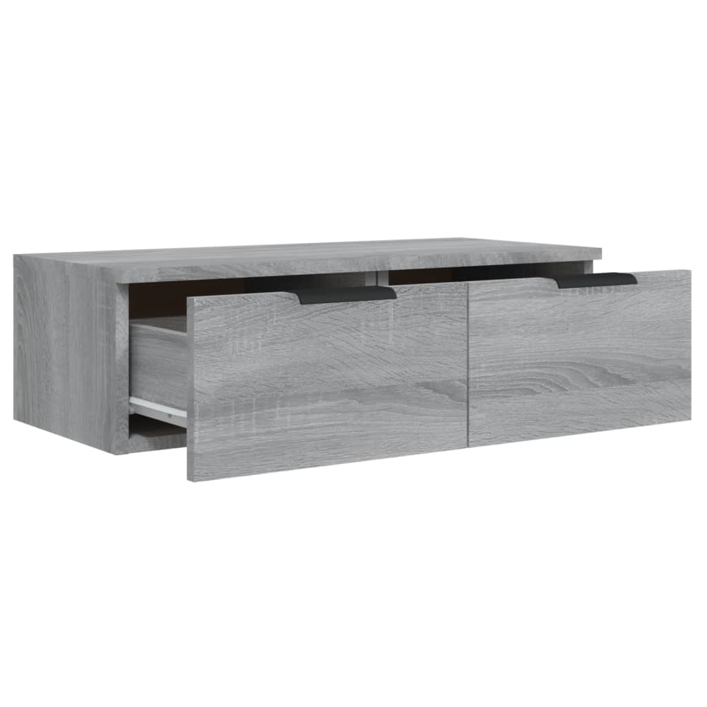 Wandkasten 2 st 68x30x20 cm bewerkt hout grijs sonoma eiken