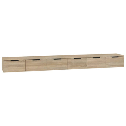 Wandkasten 2 st 102x30x20 cm bewerkt hout sonoma eikenkleurig