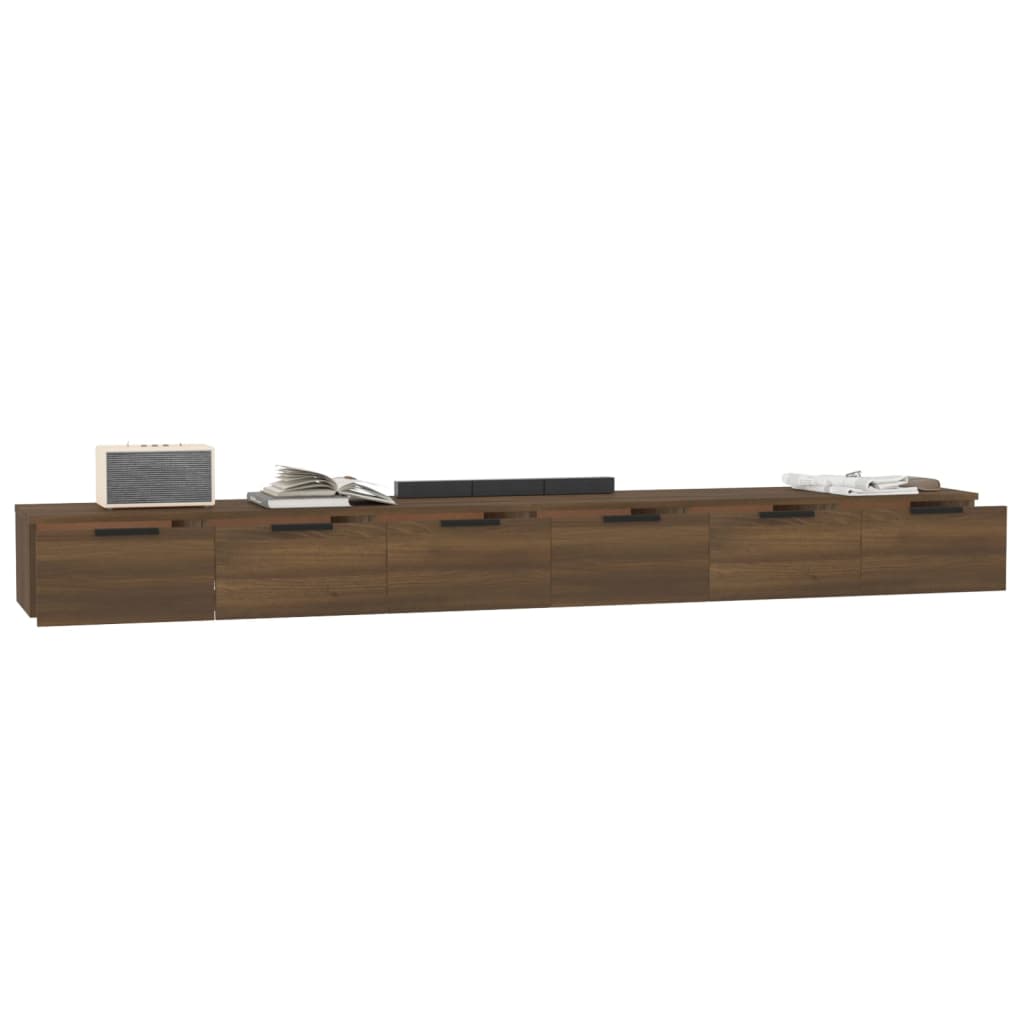 Wandkasten 2 st 102x30x20 cm bewerkt hout bruin eikenkleur