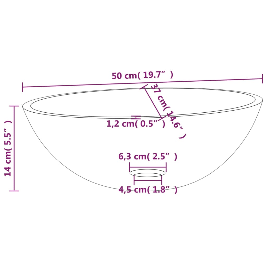 Wasbak 50x37x14 cm glas mat