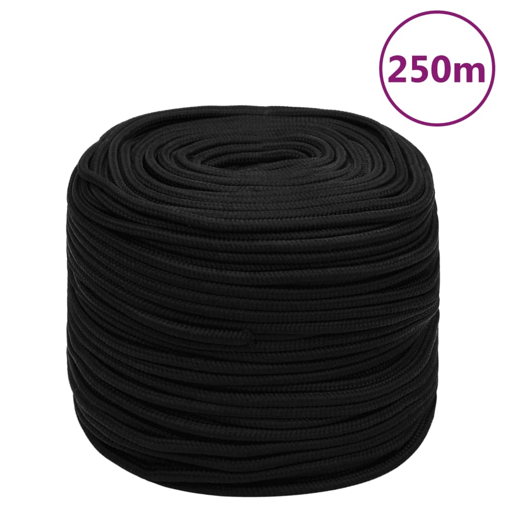 Werktouw 6 mm 250 m polyester zwart