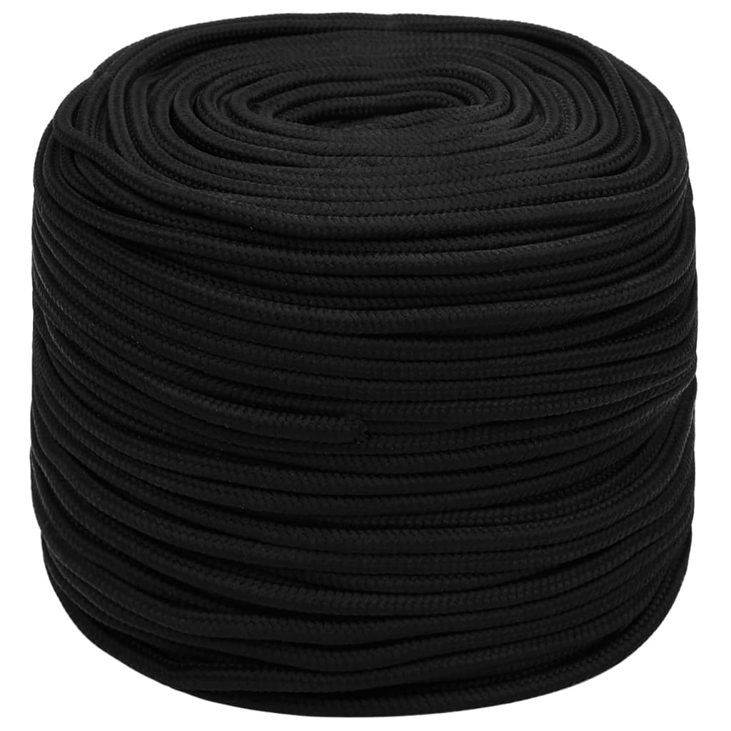 Werktouw 6 mm 250 m polyester zwart