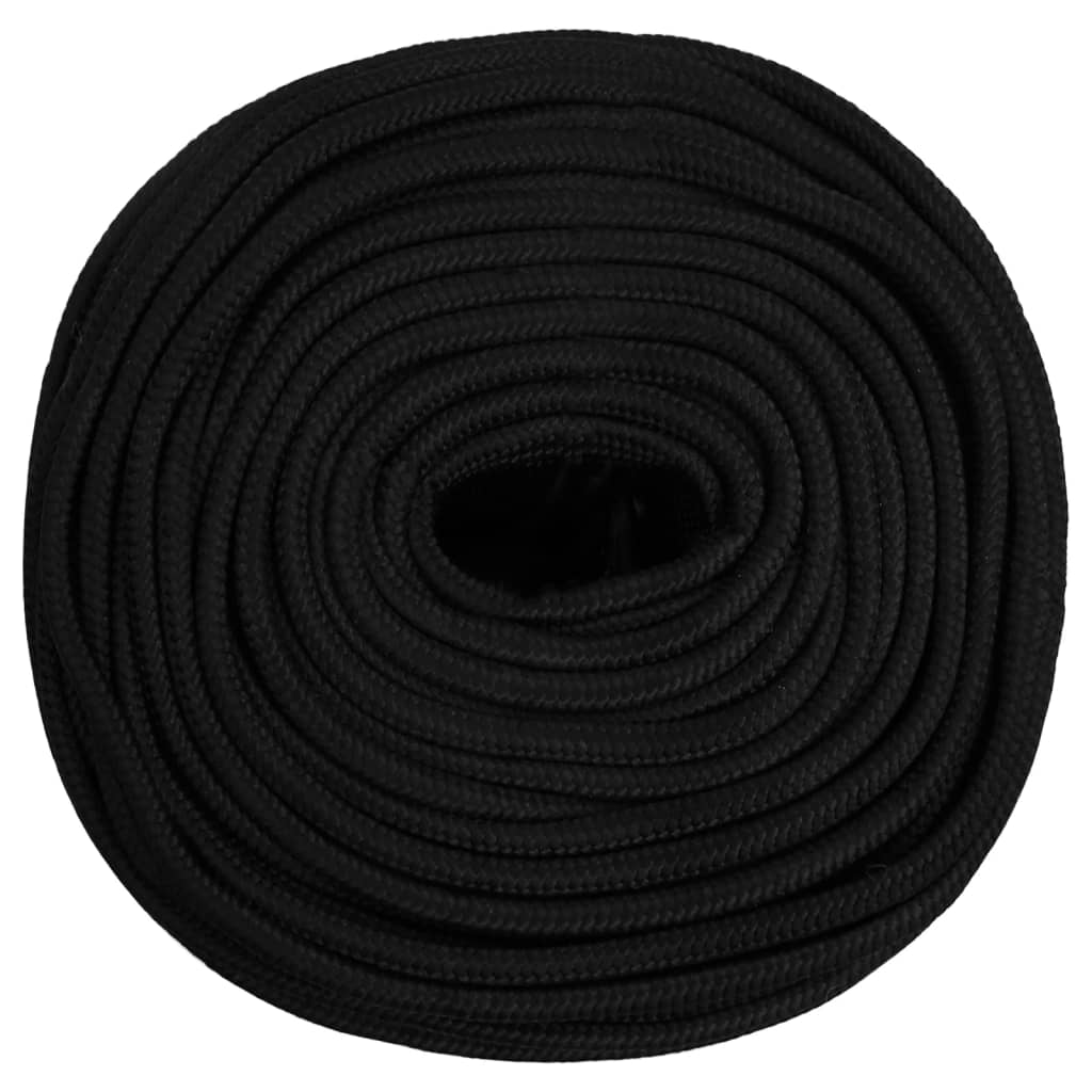 Werktouw 6 mm 250 m polyester zwart