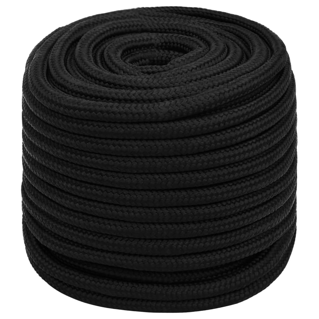 Werktouw 18 mm 25 m polyester zwart