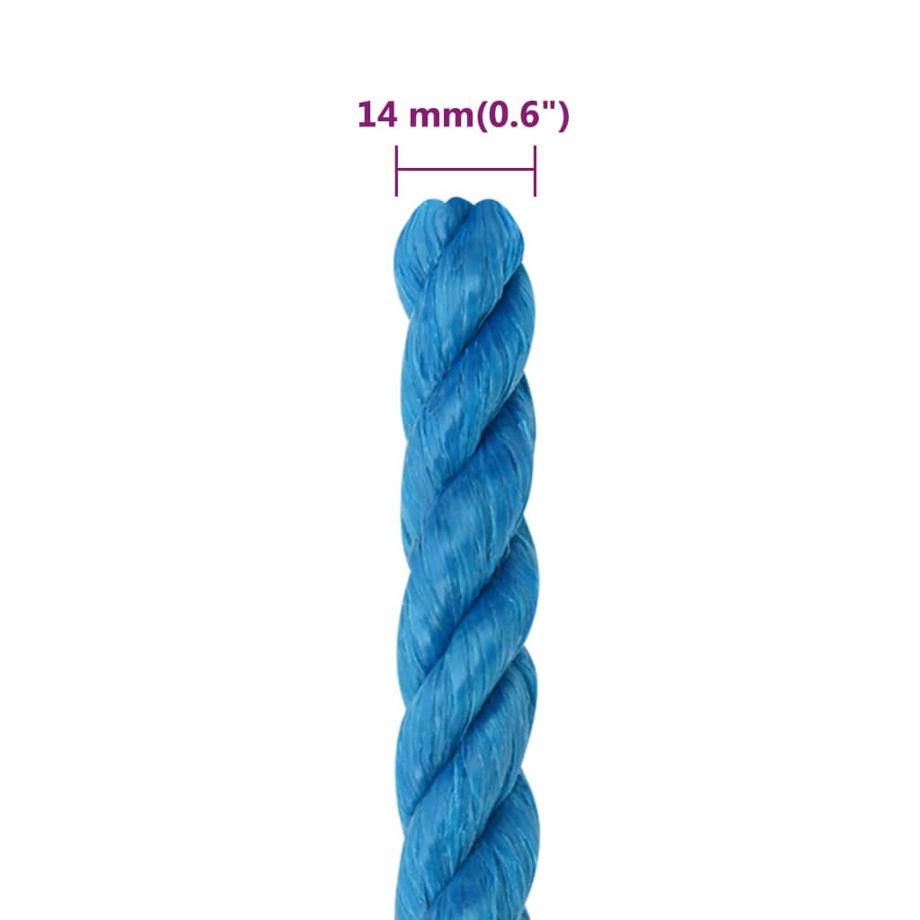 Werktouw 14 mm 50 m polypropeen blauw