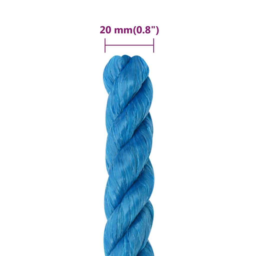 Werktouw 20 mm 50 m polypropeen blauw