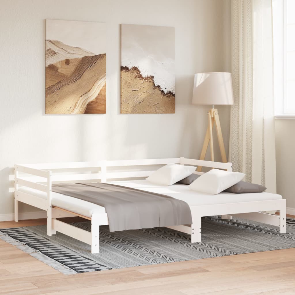 Uitschuifbare slaapbank zonder matras 90x190 cm wit