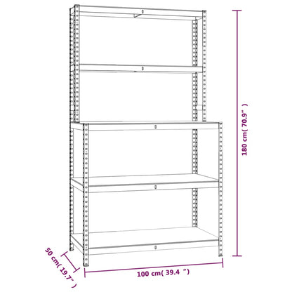 Werktafel 5-laags met schappen staal & bewerkt hout antraciet