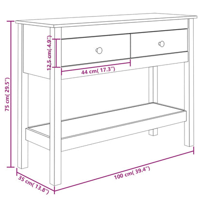 Wandtafel 100x35x75 cm massief grenenhout