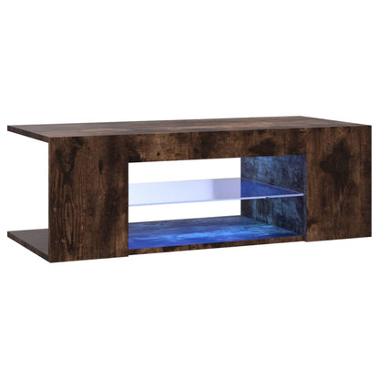 Tv-meubel met LED-verlichting 90x39x30 cm gerookt eikenkleurig