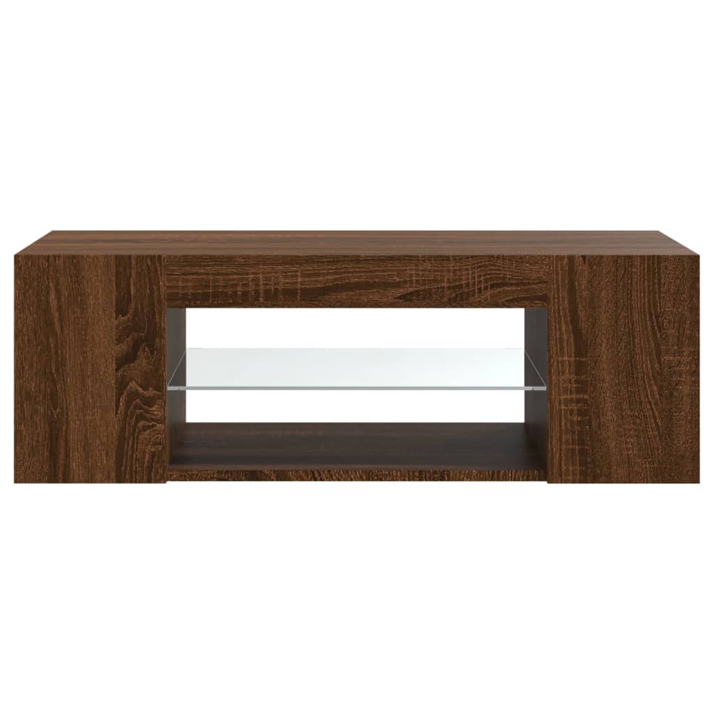 Tv-meubel met LED-verlichting 90x39x30 cm bruin eikenkleur