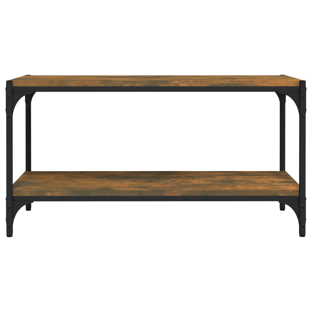 Tv-meubel 80x33x41 cm bewerkt hout en staal gerookt eikenkleur