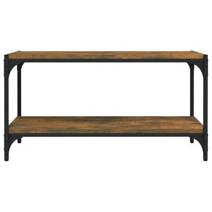 Tv-meubel 80x33x41 cm bewerkt hout en staal gerookt eikenkleur