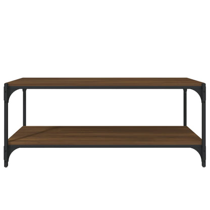 Tv-meubel 100x33x41 cm bewerkt hout en staal bruin eikenkleur