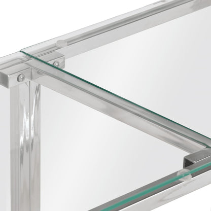 Wandtafel roestvrijstaal en gehard glas zilverkleurig