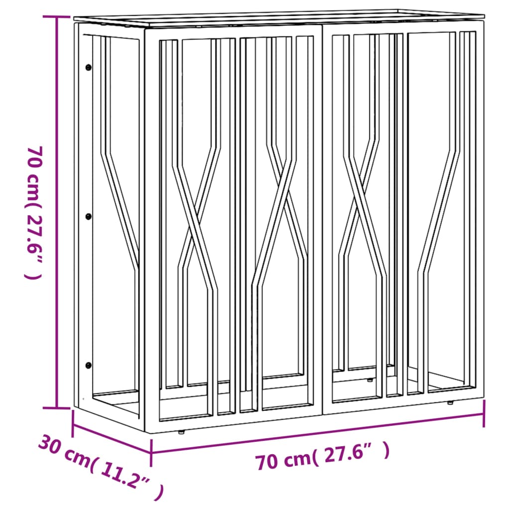 Wandtafel 70x30x70 cm roestvrij staal en glas goudkleurig