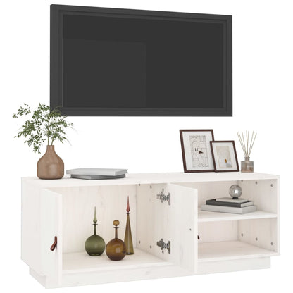 Tv-meubel 105x34x40 cm massief grenenhout wit