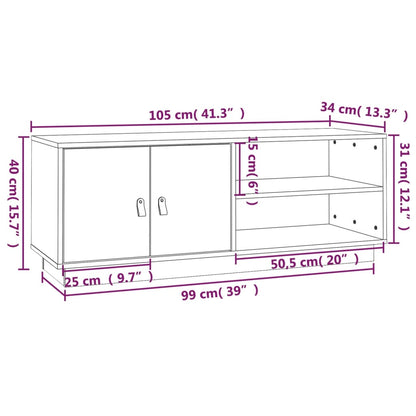 Tv-meubel 105x34x40 cm massief grenenhout grijs