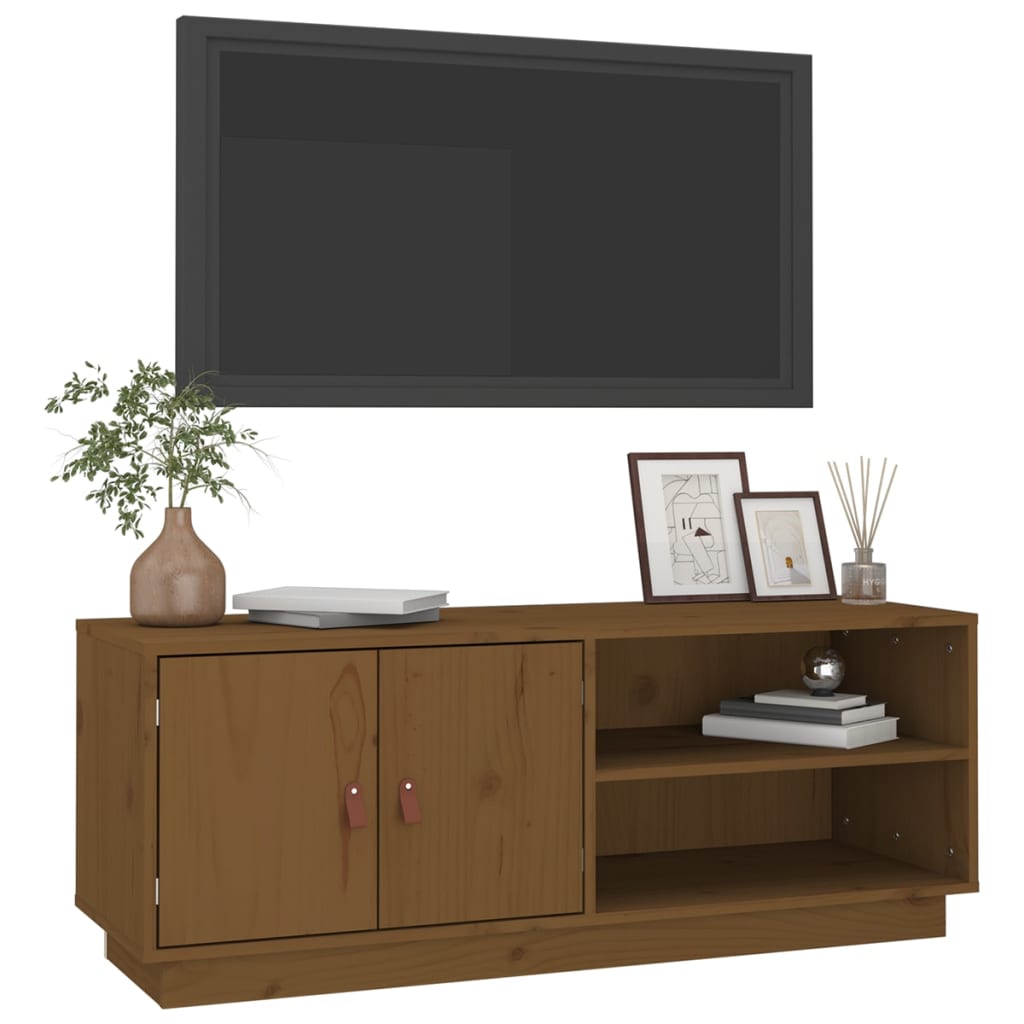 Tv-meubel 105x34x40 cm massief grenenhout honingbruin