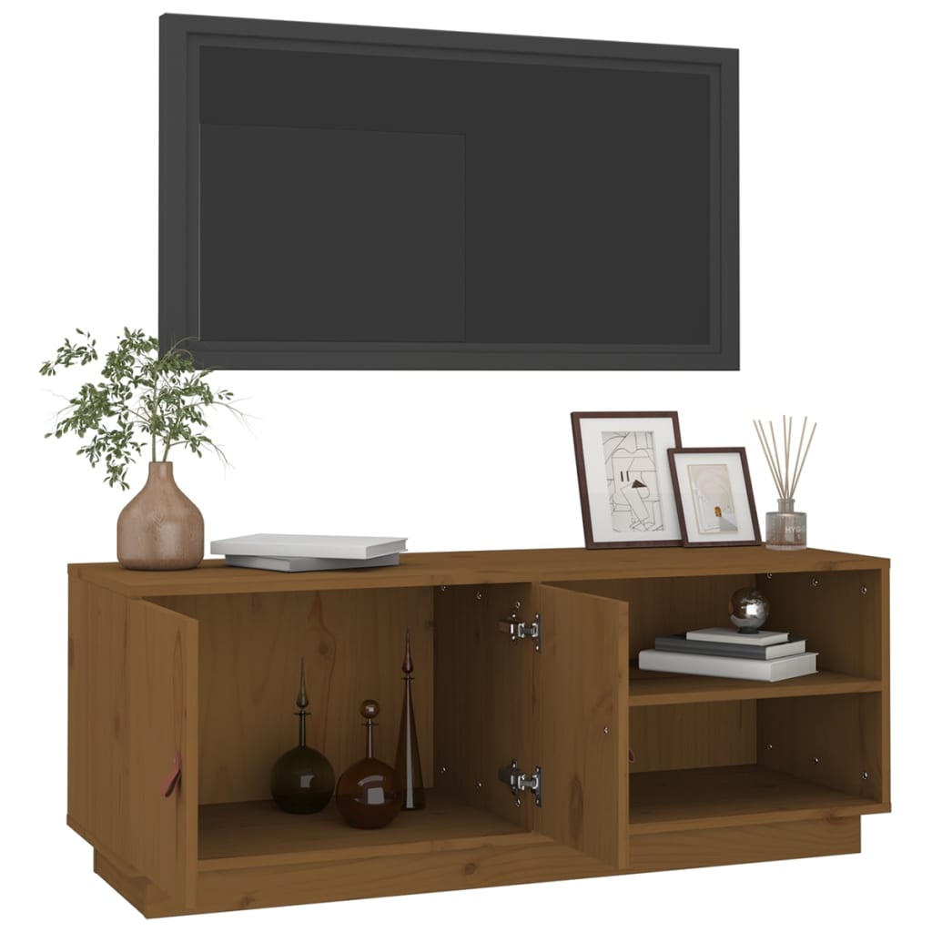 Tv-meubel 105x34x40 cm massief grenenhout honingbruin