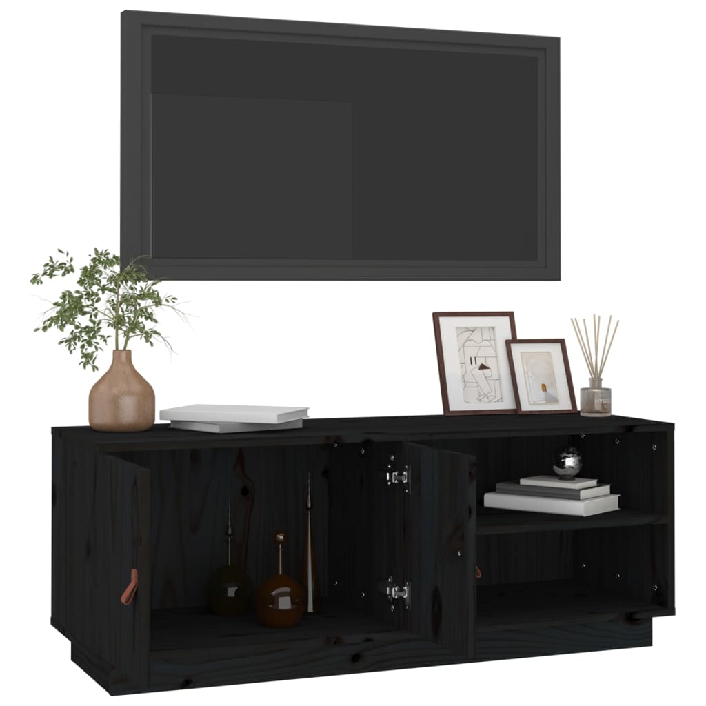 Tv-meubel 105x34x40 cm massief grenenhout zwart