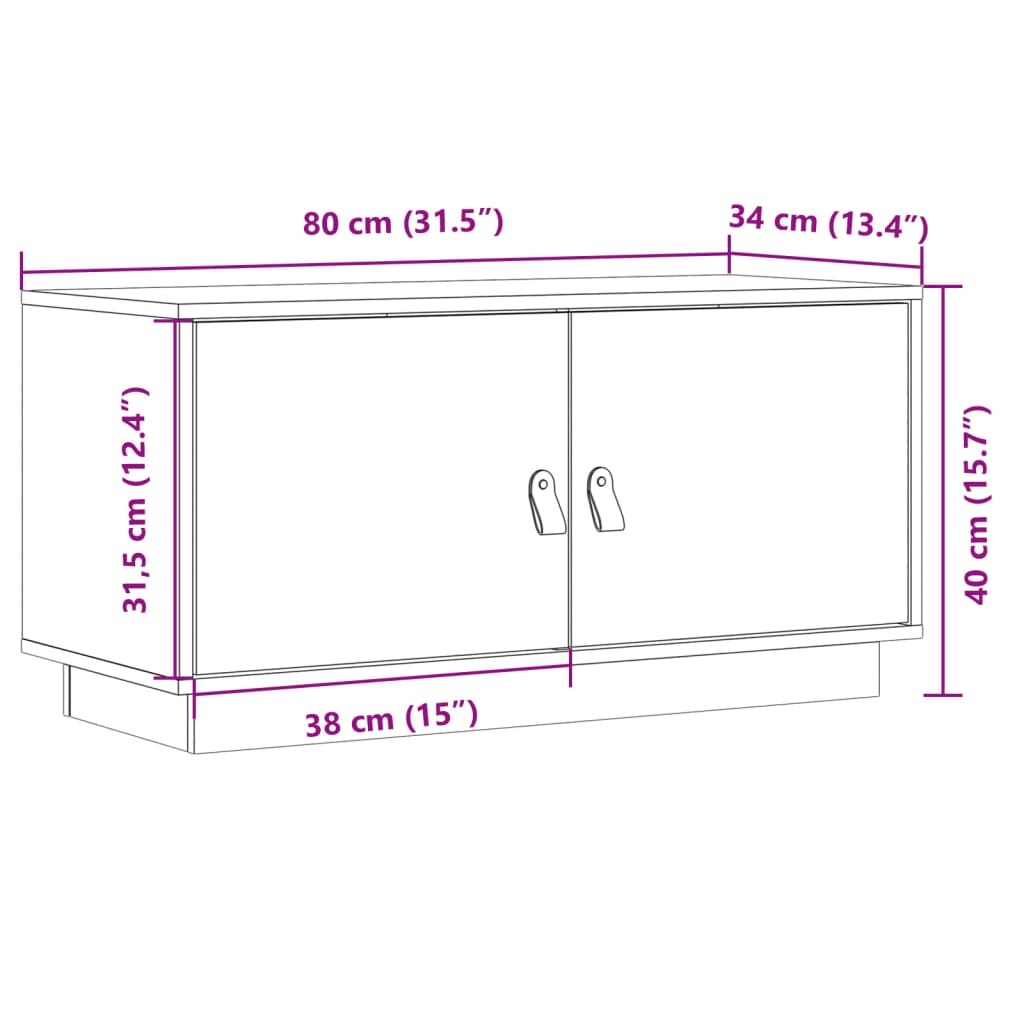 Tv-meubel 80x34x40 cm massief grenenhout grijs