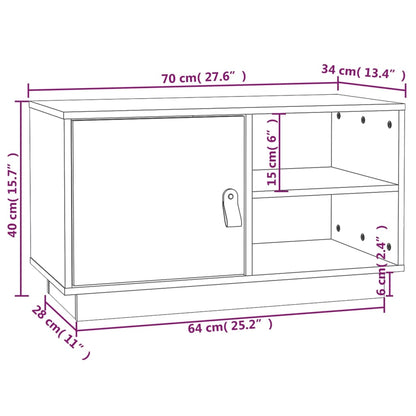 Tv-meubel 70x34x40 cm massief grenenhout wit